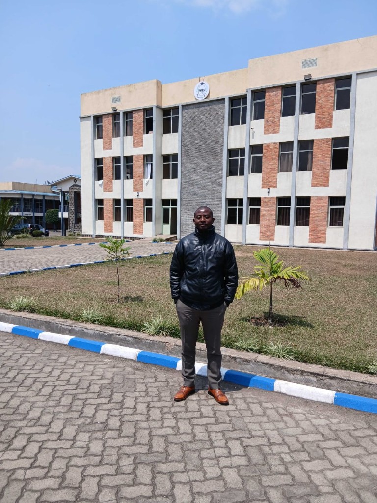 Me Habanabakize Daniel on a university campus in Rwanda